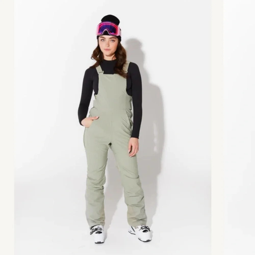 HALFDAYS Carson Size Small Green Bib Pant All-Mountain Snow Soft Shell Luxury